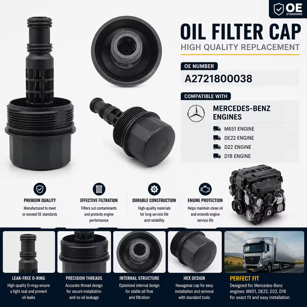 Oil Filler Cap for Mercedes-Benz (chassis to be confirmed)