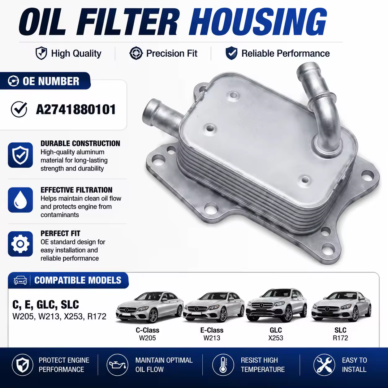 Oil Filter Housing for Mercedes-Benz (W205 / W213 / X253 / R172)