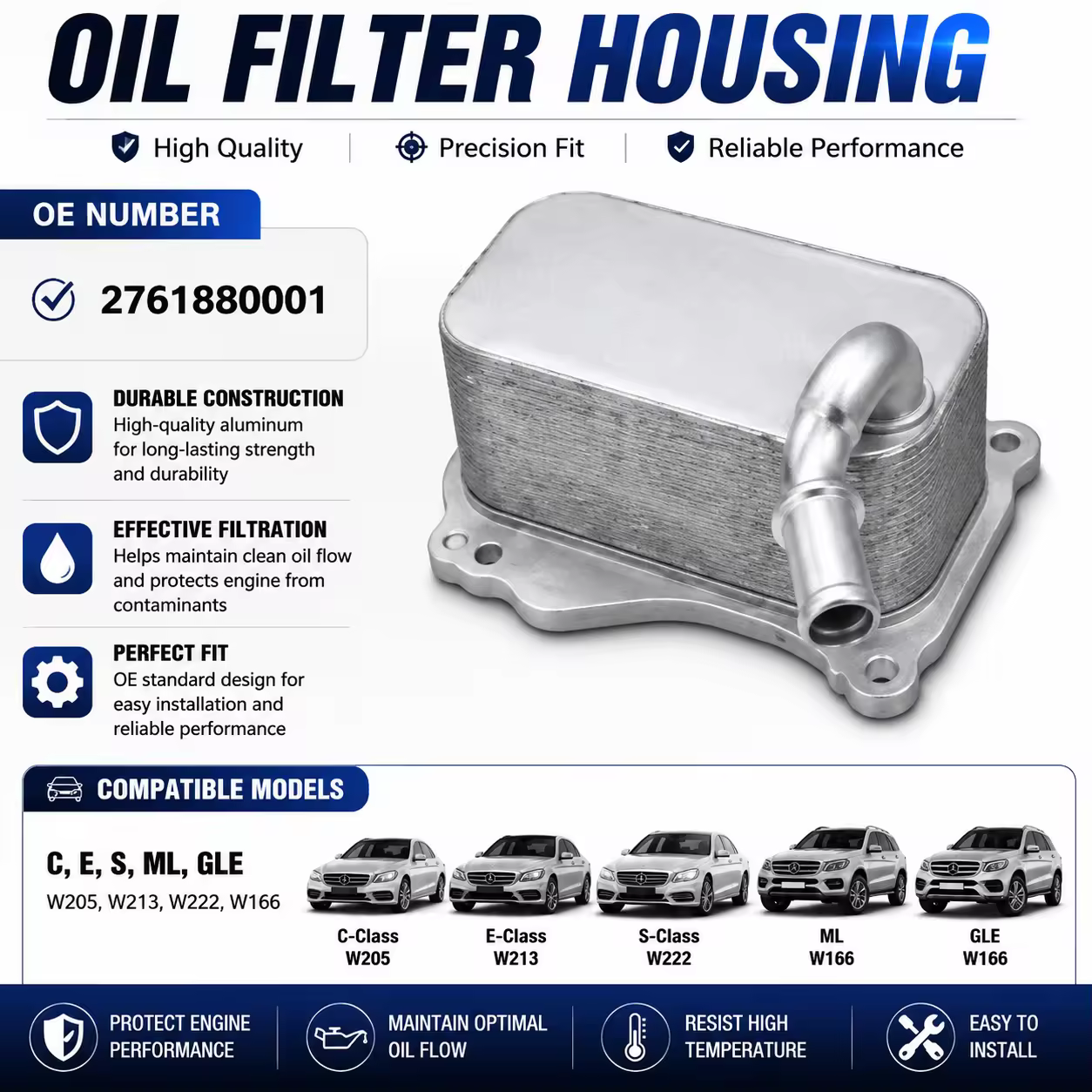 Oil Filter Housing for Mercedes-Benz (W205 / W213 / W222 / W166)