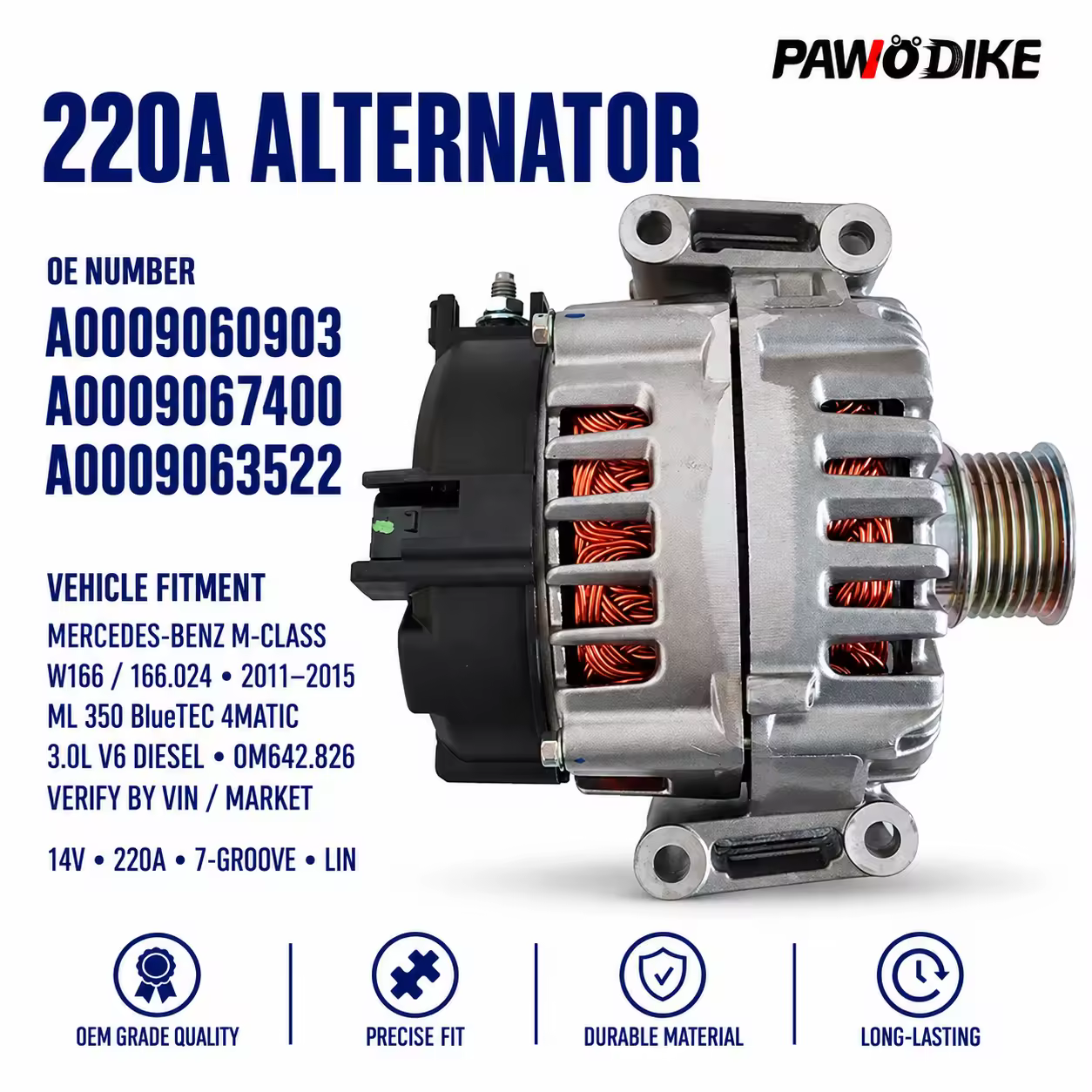 Alternator for Mercedes-Benz (chassis to be confirmed)