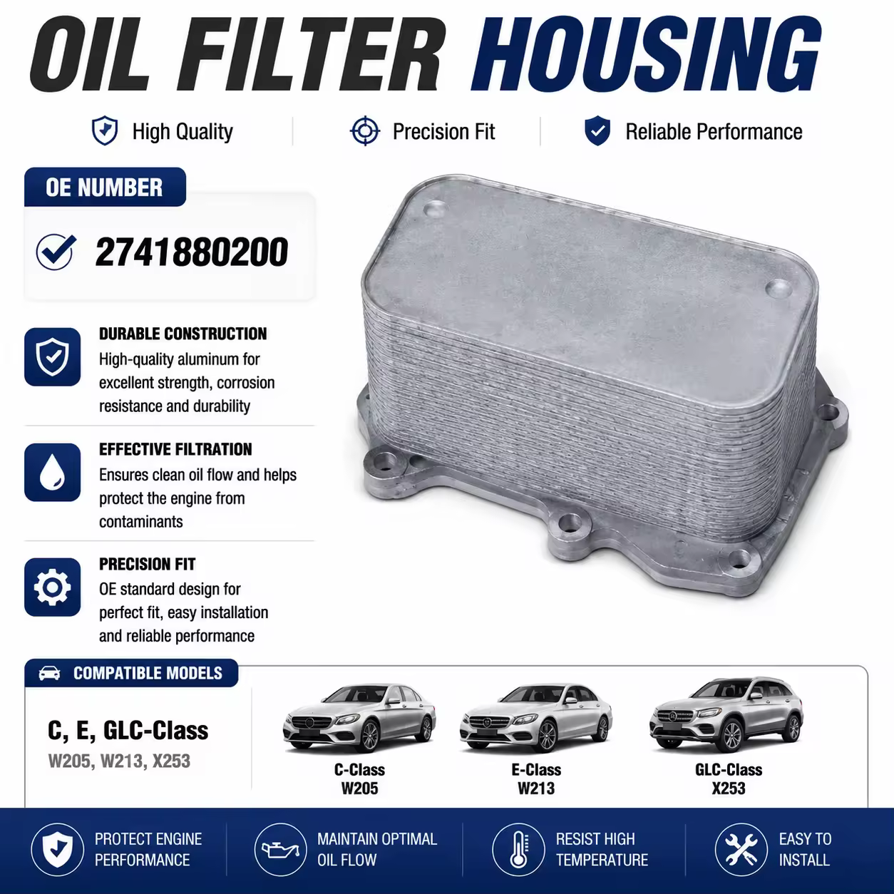 Oil Filter Housing for Mercedes-Benz (W205 / W213 / X253)
