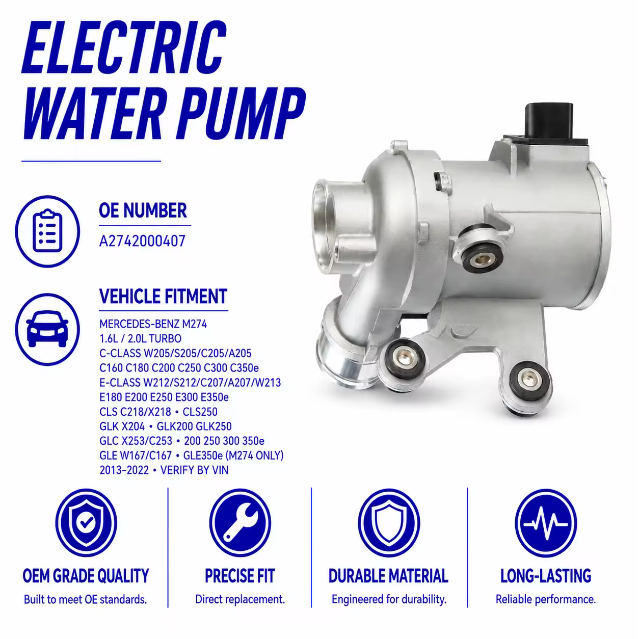 Water Pump for Mercedes-Benz GLC / GLE / GLK