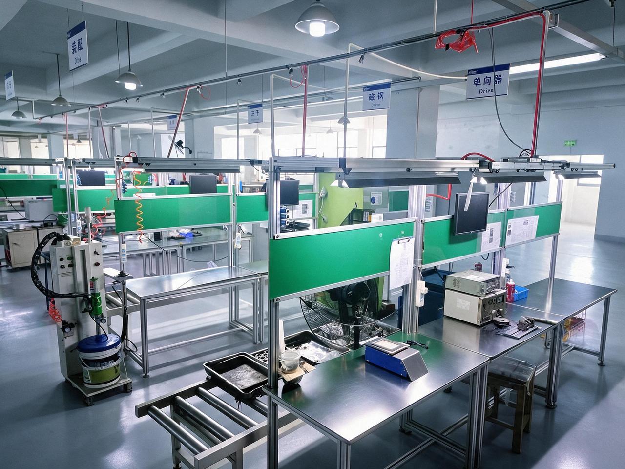 Workshop floor with testing stations, PICO Changshu
